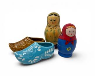 116 RussianMatryoshkaDollsHandPaintedCeramicWoodenShoes