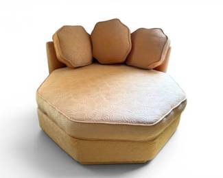 19 VintageMCMOctagonSwivelLoungeChairw3PillowsonCasters