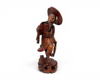 52 CarvedResinFishermanFigurewRemovableHat