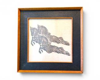 43 FramedThaiTempleHorsesRubbingonRicePaperStyleArt
