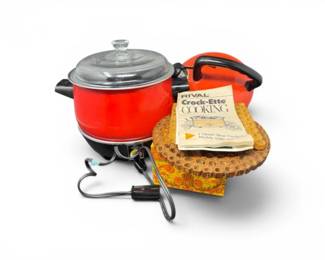 165 VintageWestBendCrockPotRetroTeapotRecipeBoxesTrivets