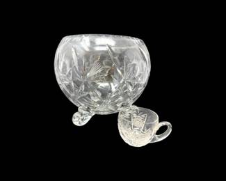 153 VintageCutCrystalPunchBowlSetw18MatchingCups