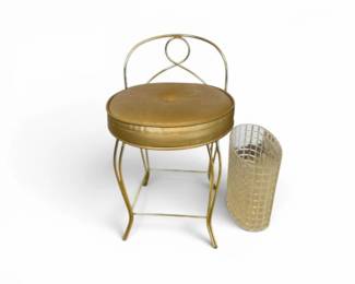 170 VintageGeorgeKochSonsGoldVanityStoolStarburstWastebasket