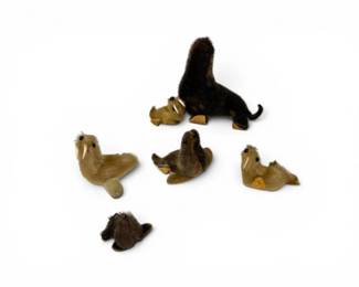 49 Setof6FurLikeSealWalrusFigurines