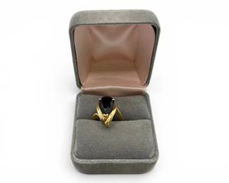 23 Vintage14KGoldBlackStoneDiamondRingSize639g