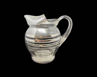 111 VintageMCMGlassPitcherwSilverBlackStripeDecoration