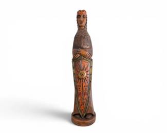 82 TallCeramicFiguralGuardianStatuewShieldMotif