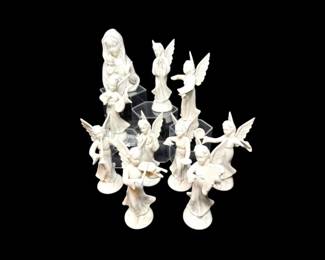 144 VintageDresdenPorcelainAngelMusiciansMadonnaChildFigurines
