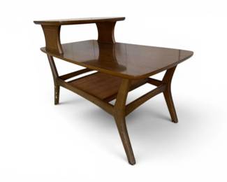 120 MidCenturyModernTwoTierEndTablewMagazineRack