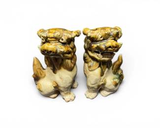 80 PairofOkinawaPotteryShisaGuardianLionDogs