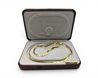 39 Classic14KGoldHerringboneChainNecklaceReflectiveFinish49g