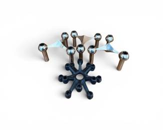 146 MidCenturyMetalCandleHoldersWroughtIronCandelabra