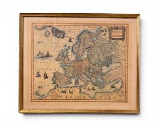 83 FramedEuropaMapPrintwNauticalGeographicMotifs