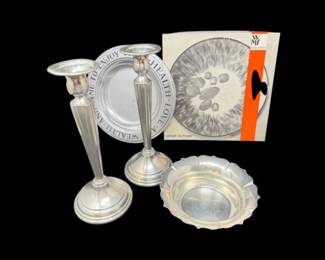 151 WMFBowlPewterHealthWealthPlateMetalCandlesticks