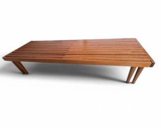 29 VintageMCMExpandableSlatWoodBenchCoffeeTable
