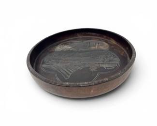 63 CarvedWoodTraywJapaneseTempleLandscapeScene