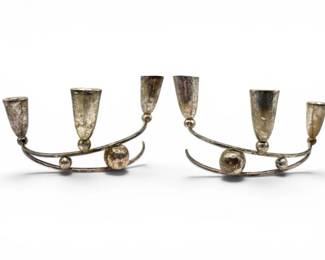 10 MexicanSterlingSilver3LightCandelabraHoldersPair7876g