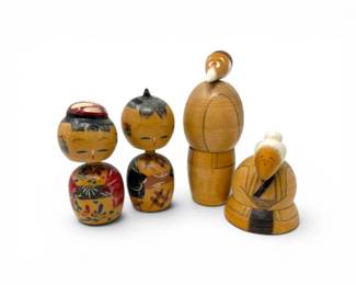 88 JapaneseKokeshiDollsWoodenFolkFigures4Pc