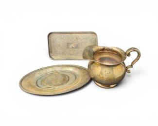 159 SilverplatePitcherwOvalServingEngravedTray