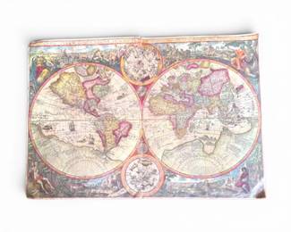 91 VintageDoubleHemisphereWorldMapPrint