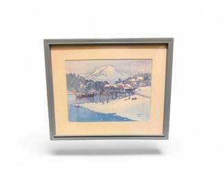 110 FramedWinterHarborSignedPrintbyAnnCarlson