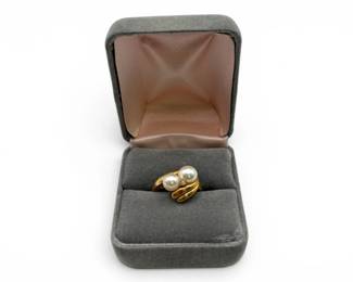 27 Vintage14KGoldPearlDiamondRingSize736g