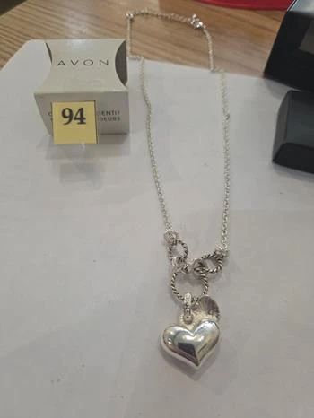 Silver heart charm pendant necklace