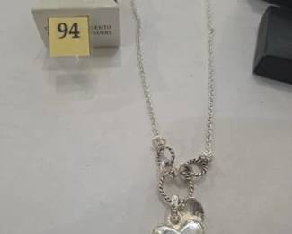 Silver heart charm pendant necklace
