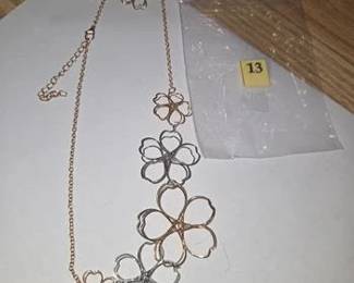 Flower necklace and earrings