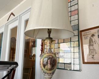 Vintage Portrait Porcelain Table Lamp