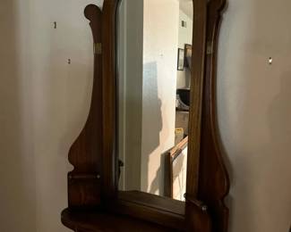 Wall Mirror With Decorative Frame And Bottom Shelf