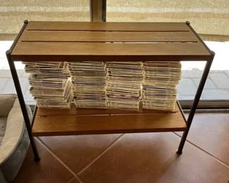 Modern Two Tier Wood And Metal Shelf