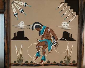 Classic Alfred Dawa Hoya Hopi Framed Original Hoop Dancer