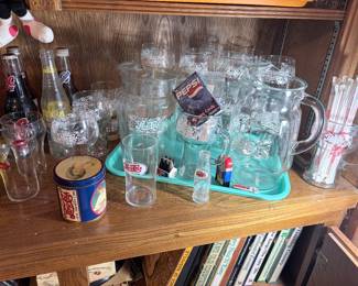 Pepsi cola glasses, tins, magnets, pitchers, salt and pepper shakers