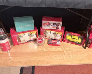 Coca-cola kitchen jar sets, water bottles, model cars