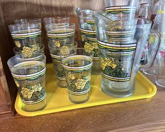 Whataburger “Yellow Rose of Texas” pitcher and glasses