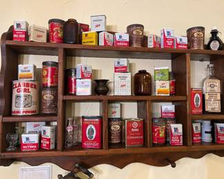 Vintage spice and snuff containers, vintage Knick-knack shelf