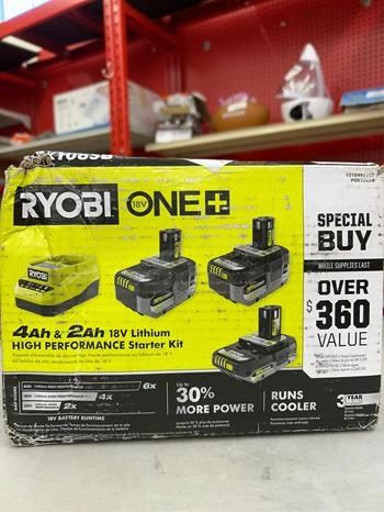 RYOBI ONE+ 18V Lithium-Ion HIGH PERFORMANCE Starter Kit