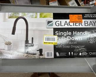 Glacier Bay Matte Black Single Handle Pull-Down Kitchen Faucet with Dish Soap Dispenser