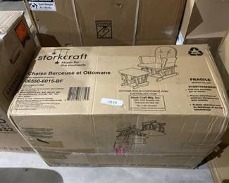 Storkcraft Hoop Glider Natural with Light Gray Cushion Ottoman Set