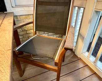 Kingsley Bate teak patio table with two benches and two matching side chairs