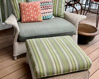 Lloyd Loom premiere, wicker furniture - matching chair and a half with Ottoman