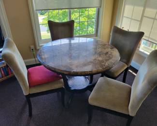 Stone Top Sunroom Table and Chair Set