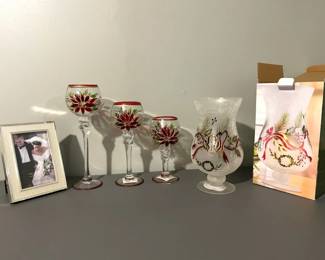 Christmas Glass Votives And A Picture Frame