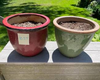 Green And Red Planter Pots