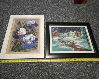 Two Sparkly Framed Pieces Of Art