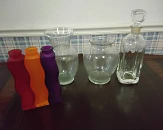 Lot Of Vases And Decanter