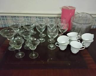 Lot Of KitchenEntertaining Items Including Stemware
