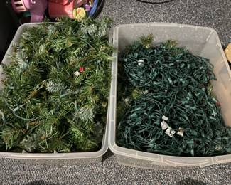 Lot Of Holiday Garland And Working Christmas Lights