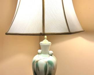 Marbled Glaze Ceramic Table Lamp with Bell Shade, $75